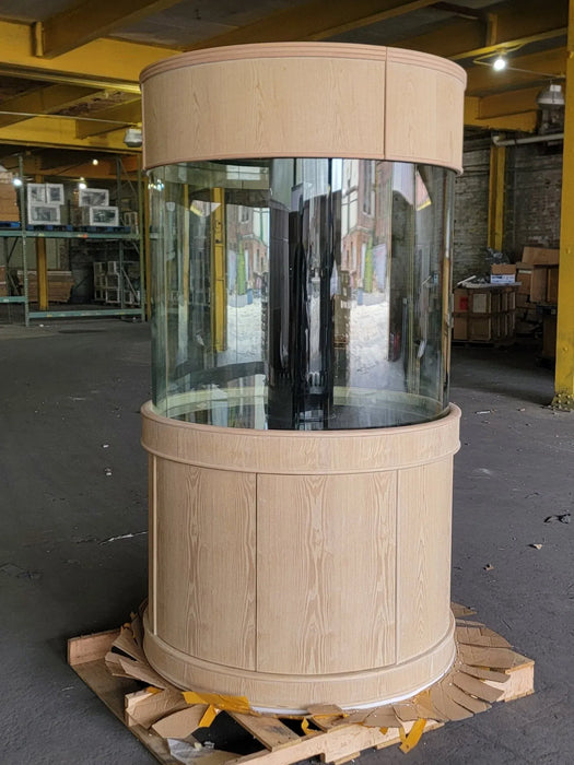 AQUA VIM 185g Full Cylinder Glass Reef-Ready Aquarium (w/ Stand & Canopy) in UNSTAINED WOOD