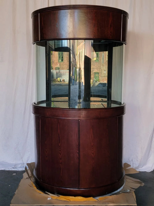 AQUA VIM 133g 3/4 Cylinder Round Glass Reef-Ready Aquarium (w/ Stand & Sump) in ROSE CHERRY