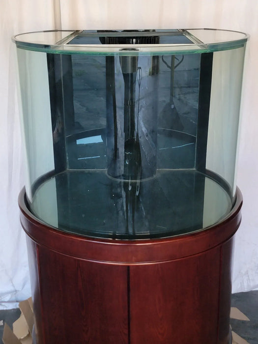 AQUA VIM 133g 3/4 Cylinder Round Glass Reef-Ready Aquarium (w/ Stand & Sump) in ROSE CHERRY